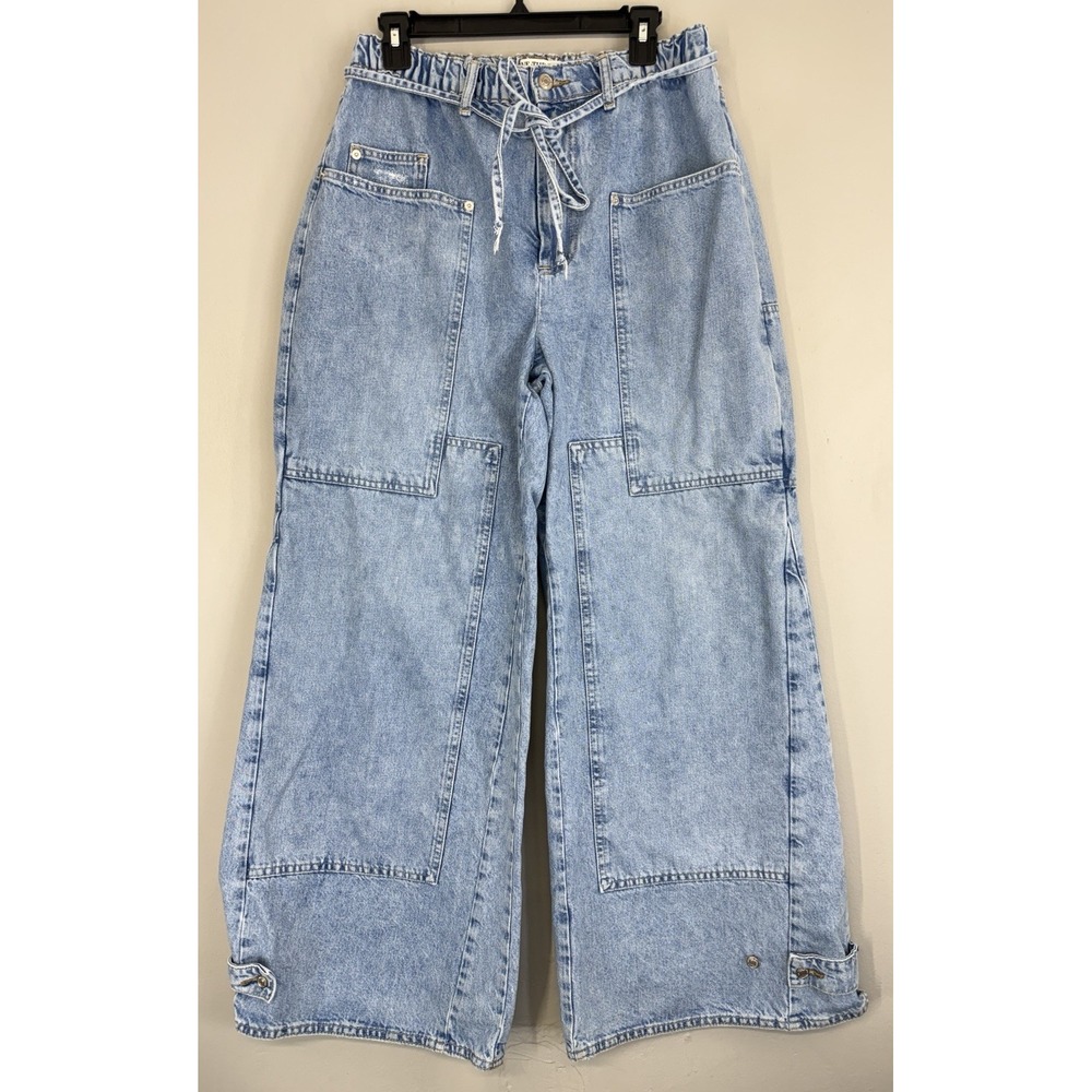 Free People We The Free Curvy Outlaw Wide Leg Jean Large Utility Patch Pockets